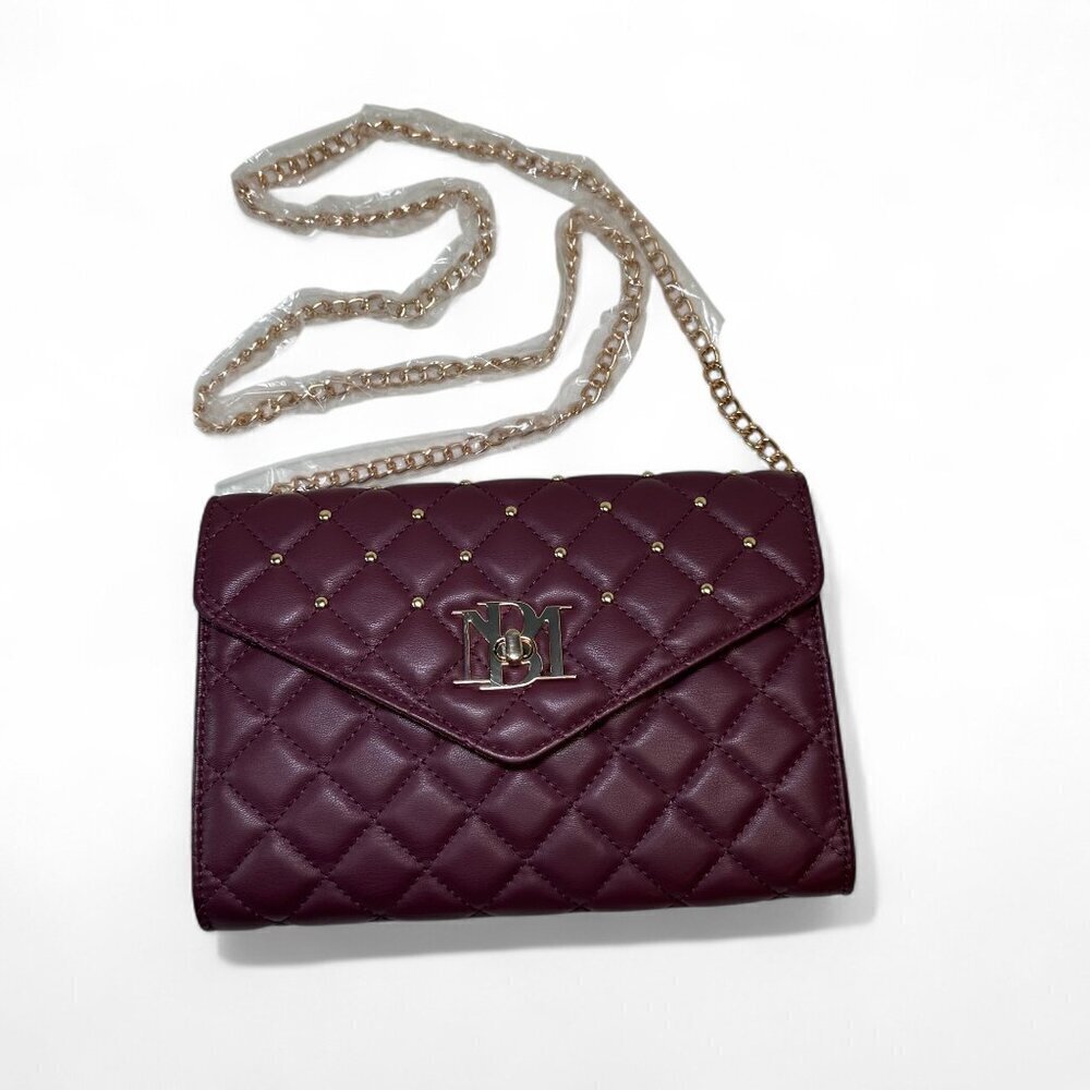 Badgley Mischka Diamond Quilt Convertible Crossbody - Plum/Burgundy - Picture 13 of 16